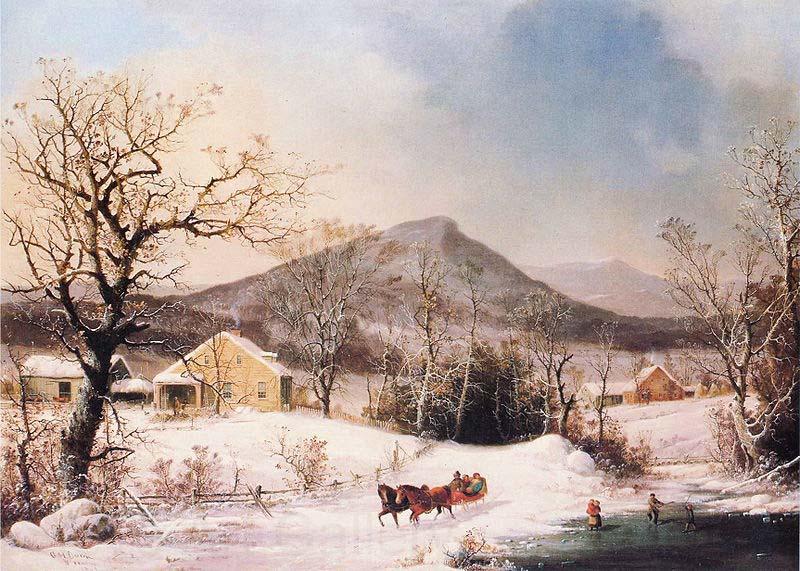 George Henry Durrie Winter in the Country, Distant Hills Norge oil painting art